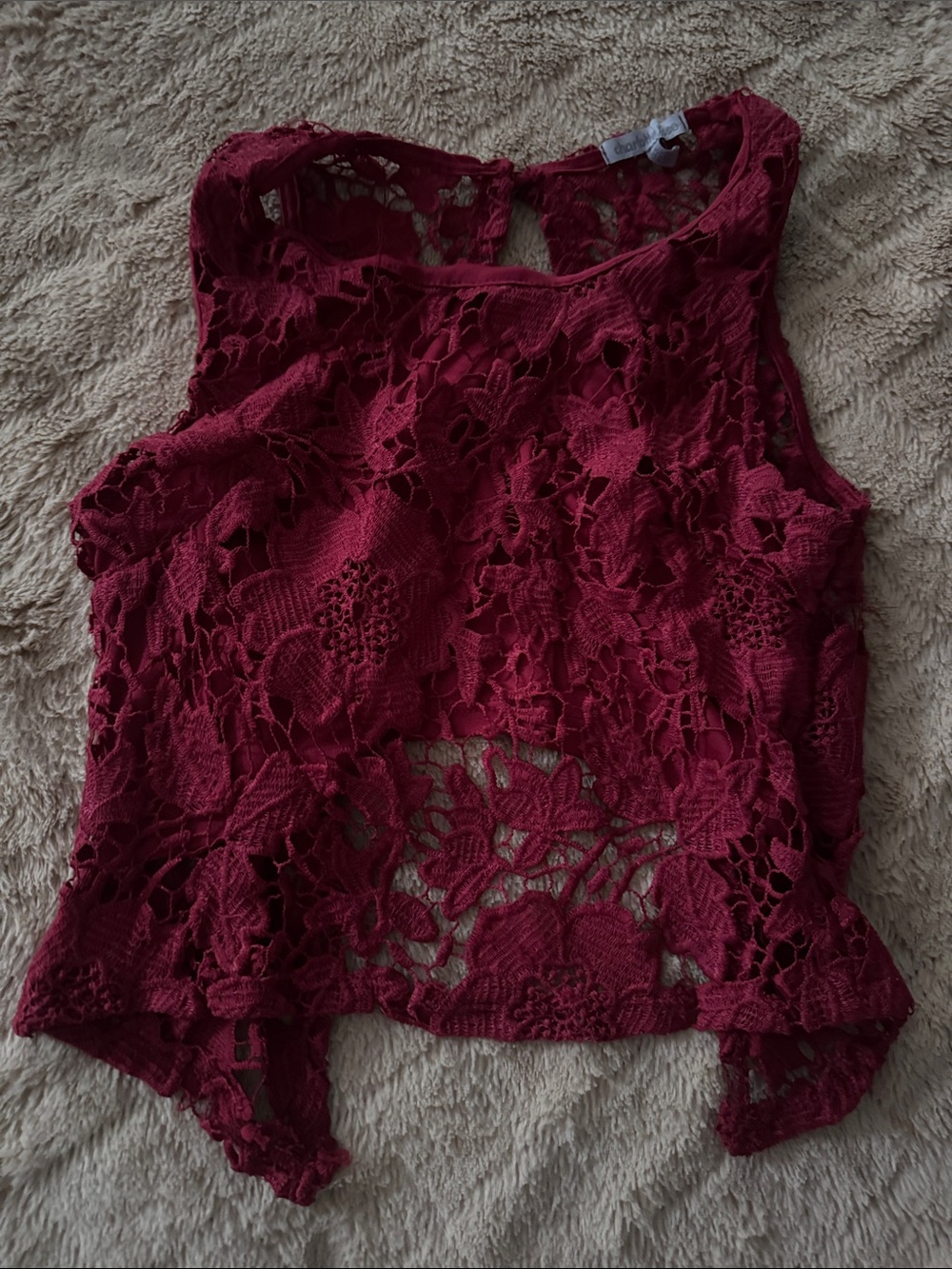 Charlotte Russe Burgundy Crochet Lace backless Camisole